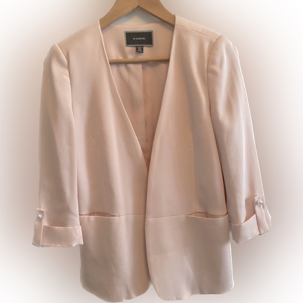 Le Chateau Light Blush Pink Open Front Classic Fit Blazer XL